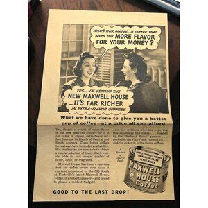 Maxwell House Coffee Vintage Prind Ad 40s Women Talking Kitchen Decor